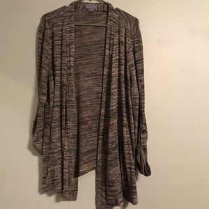 Laura Scott Gray Cardigan with Ruffled Sleeves